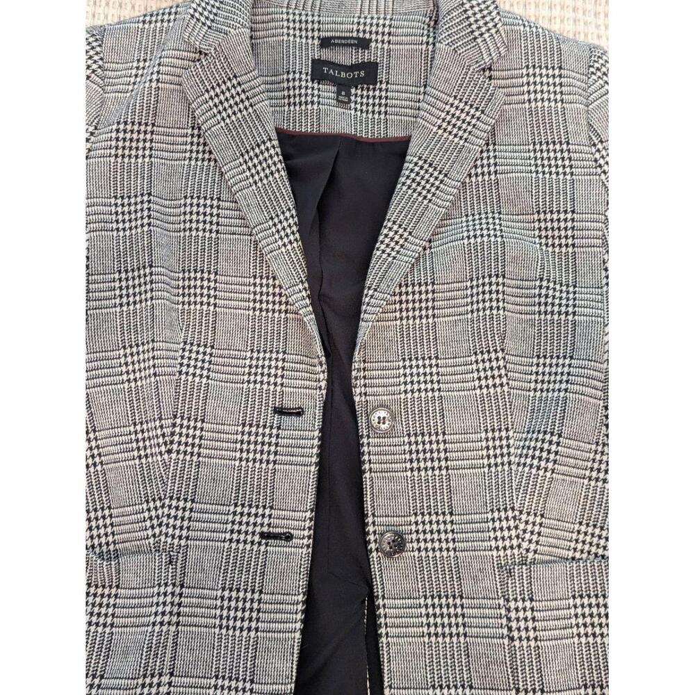 Talbots Houndstooth Blazer Women's 8 Black White Tailored Office Jacket Classic - Picture 12 of 16